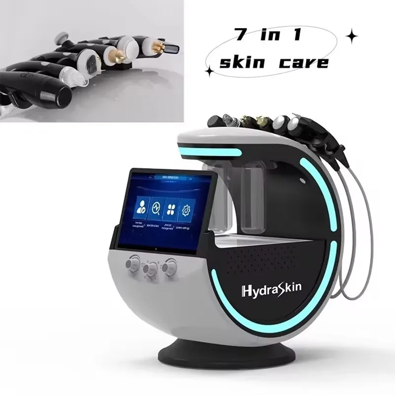 7 em 1 Microdermoabrasão Hydra Facial Water Oxygen Jet Peel Screwber Smart Ice Blue Beauty Machine com Skinner Scanner para Spa Uso de Limpeza Rejuvenescedor