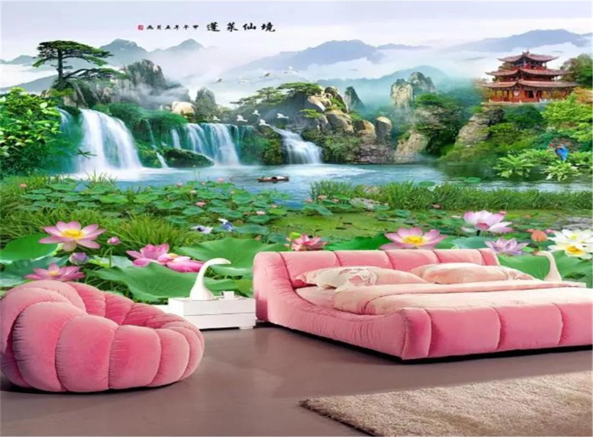 Aangepaste maat 3D Wallpaper woonkamer Penglai Wonderland Landschap schilderij TV Achtergrond Wall Decoratie Mural Wallpapers9090911