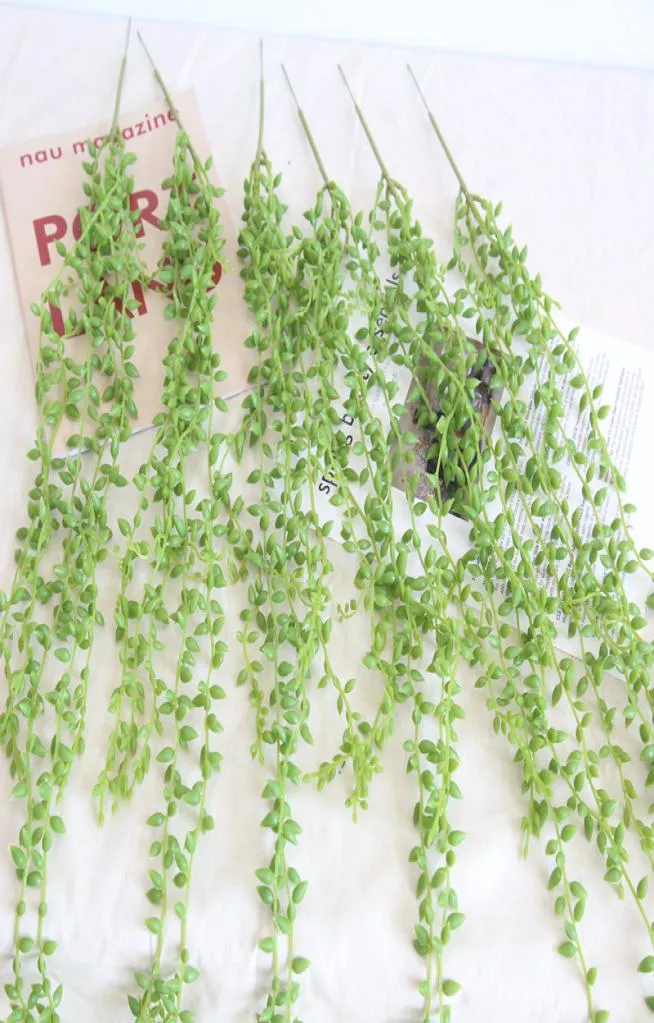 78 cm konstgjorda teardrop saftiga växter vägg hängande bönor vinrankor rotting för hemdekoration diy krans falska blommor7496584