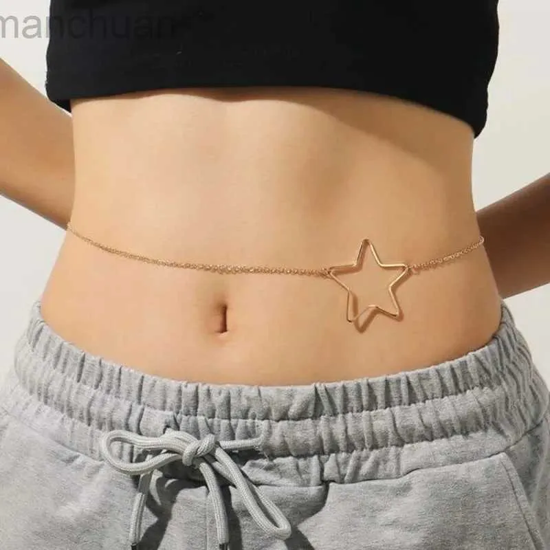 Taillenkette Gürtel Body Jewelry Star Taille Kette für Frauen Bauchkette Punk Fashion Bikini Sexy Kleid Beach Accessoires Luxus Goth Best Girl D240430