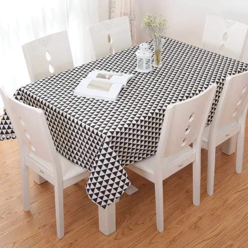 B79 Modern Square Grid Nordique Nordique Pastoral Table basse de salle à manger Coton et linge rectangulaire Custom-M 240428