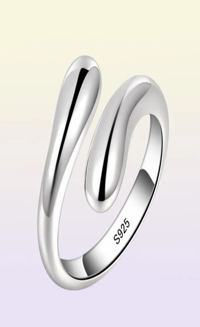 Yhamni 100 Original 925 Sterling Silber Ringgröße Verstellbarer Wasser Drop Teardrop Open Ring für Frauen mit Geschenkbox HR0128193961