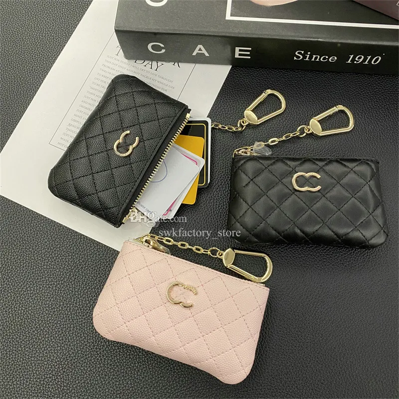 Fashion leather Purse keyrings Designer Key Pouch with zipper Mini Wallets Coin Credit Card Holder High Quality