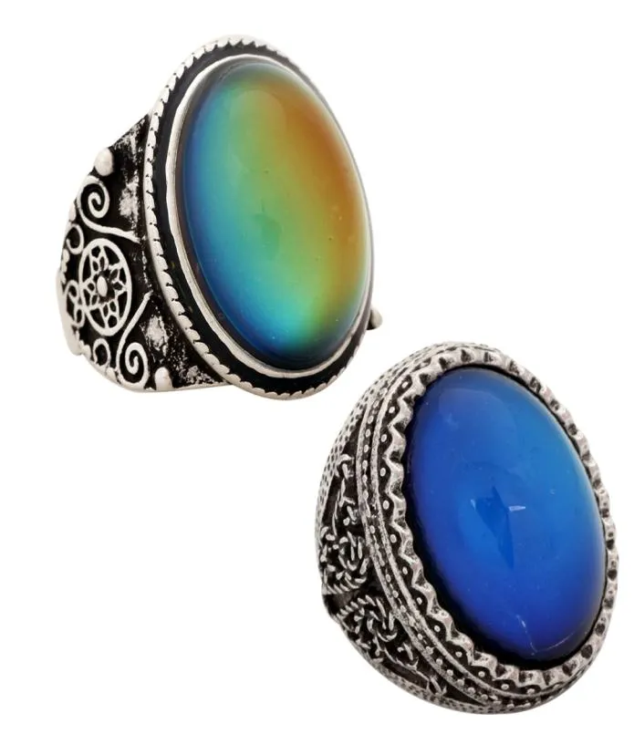 Fashion Big Mood Stone -ringen Real Vantage Silver Compated Color Change sieraden voor geschenk RS0040299700822