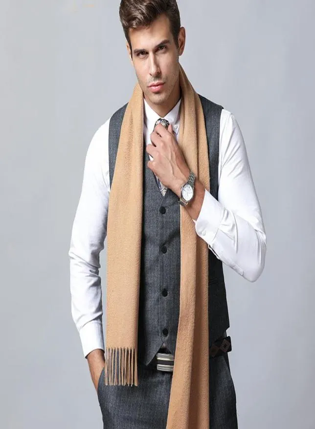 100 Cashmere Scarf Men Men Men Sconheca Unissex Mulheres espessas de colo sólido de cor sólida Shawls7608902