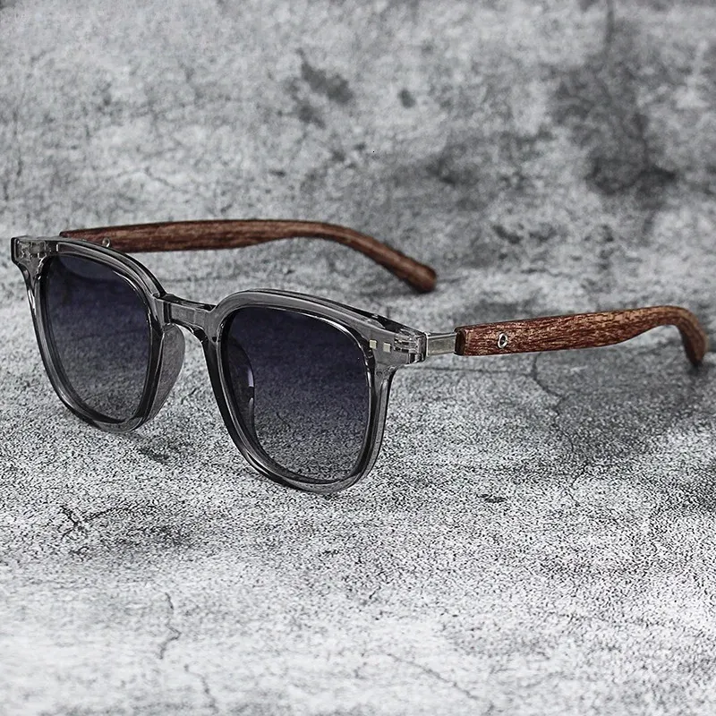 Sonnenbrille für Männer Damen Trendy Retro Holzkörnern polarisierte UV -Schutz Brillen Radsport im Freien Street POgrary 240423