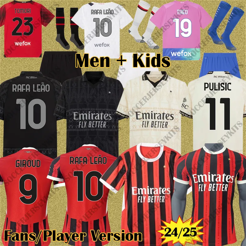 AC Milan Fußballtrikot DE KETELAERE R LEAO AC trikot IBRAHIMOVIC MILAN KOCHE Viertes Kit TOMORI REBIC milan ac Mailand Fußballtrikots Herren-Kits Kinderausrüstung SAELEMAEKERS Tops