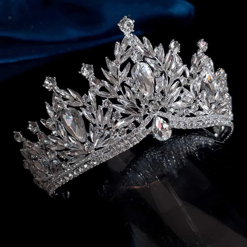 Tiaras di lusso coreano Big Water Drop Crystal Crown Tiara per donne Fare di nozze festa di nozze eleganti gioielli per capelli a corona da sposa