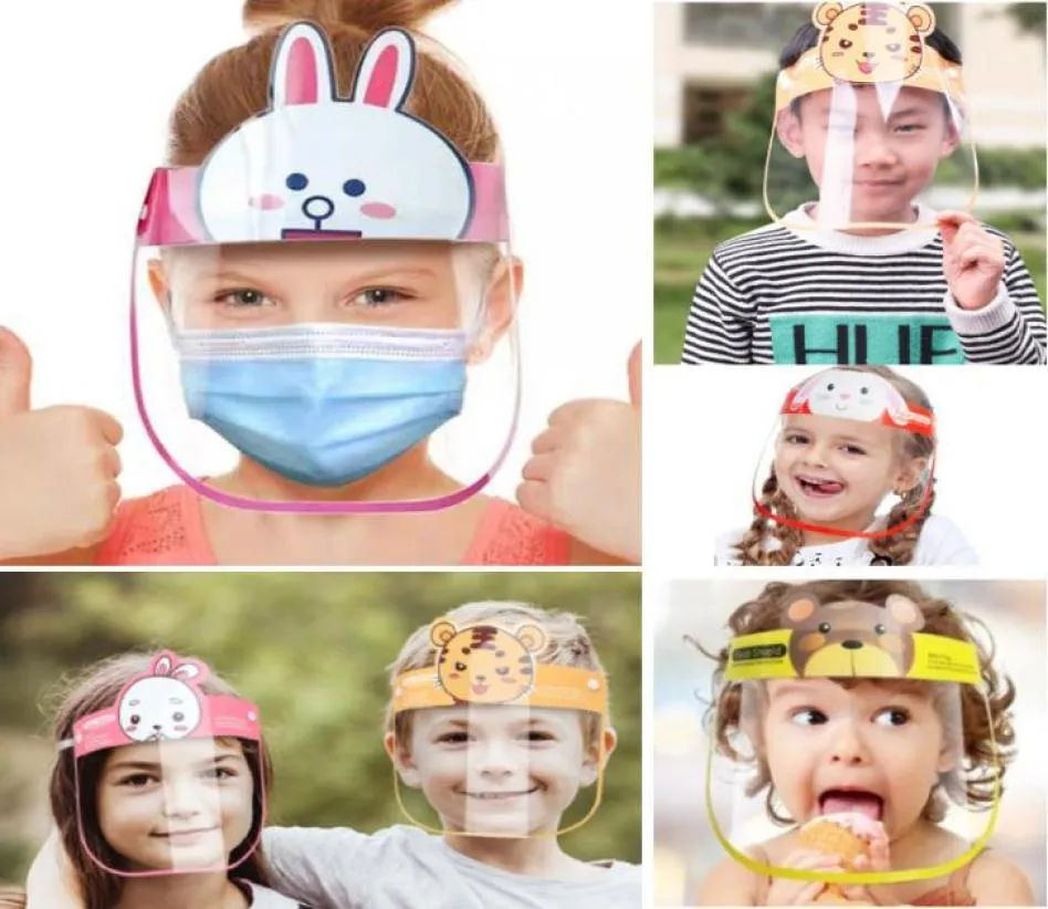 Children Cartoon Face Shield Antifog Face Mask Full Protective Mask Transparent PET Protection Head Cover Kid Gifts Party Mask HH2957949