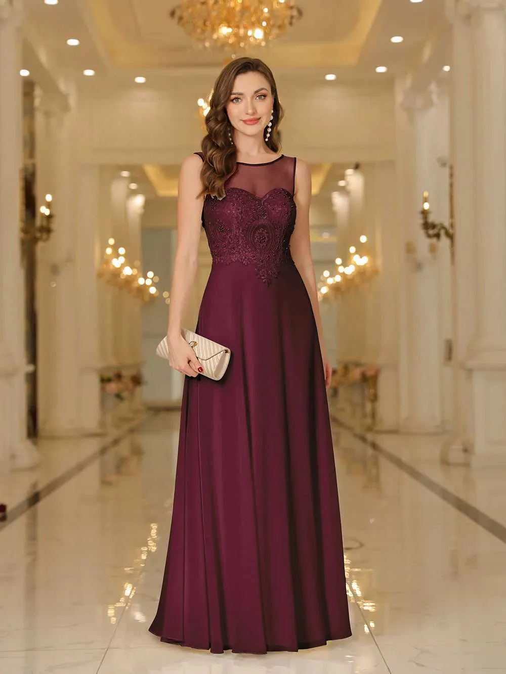 Ivory Chiffon evening dress with Pearls Appliques - Elegant and Sexy Prom Gown for Parties and Formal Events in 2024