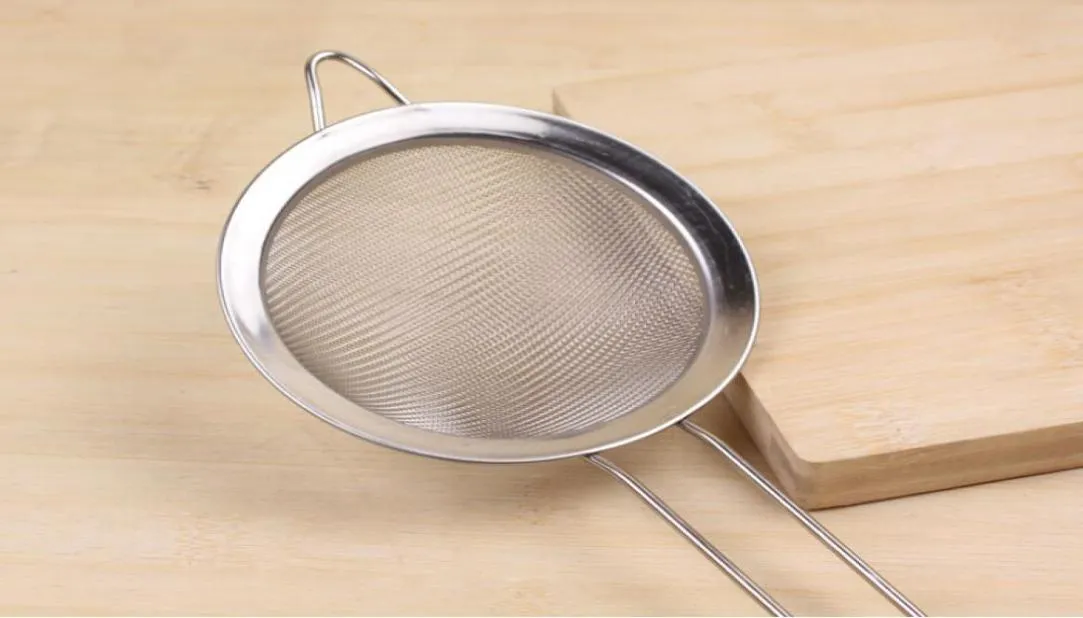 New Arrivel Edelstahl Fine Mesh Skimmer Mehl Colander Sieb Sifter Ölsieb Werkzeug für Cook6814519