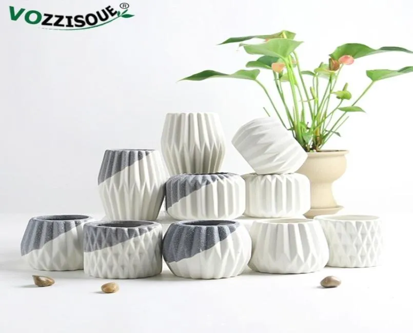 Creative Ceramic Diamond Geométrico Flowerpot Simples Plantadores Suculentos Plantadores Verdes Potas de Bonsai Pequenas Decoração Home 2105006973