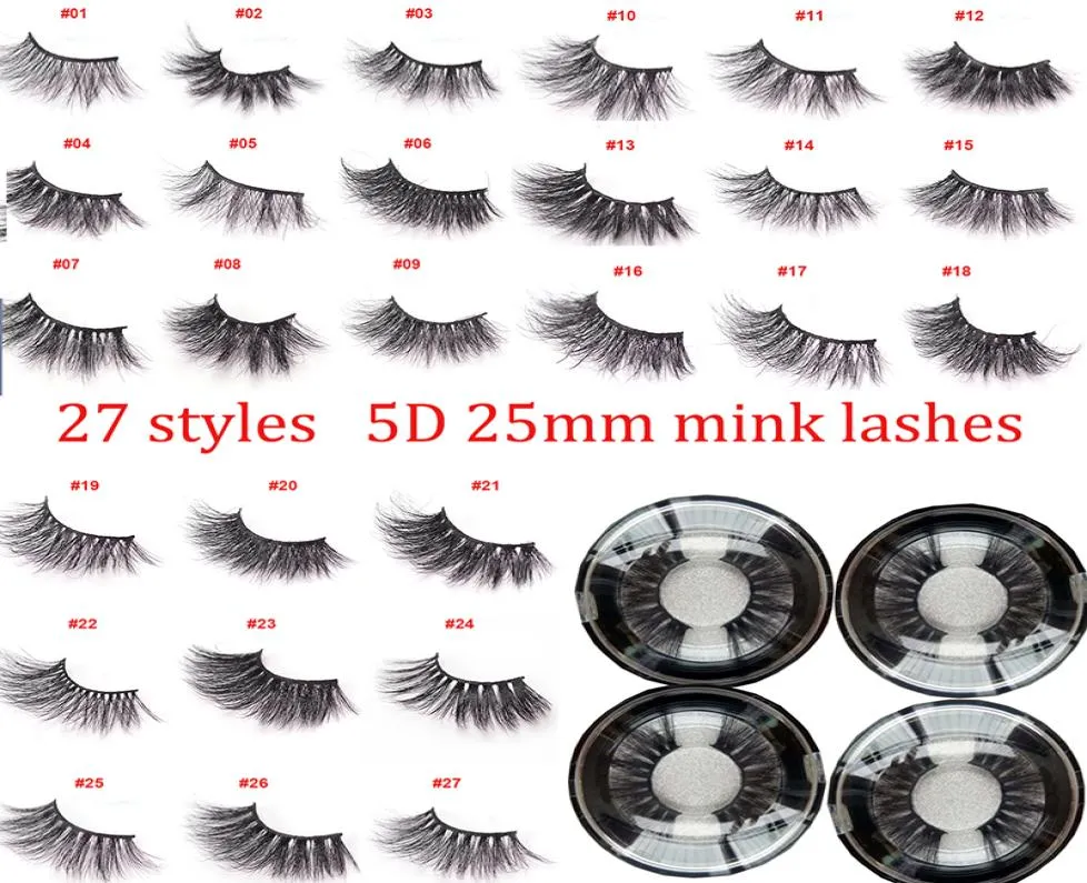 Coussins de vison 3D 5d cils 25 mm Lass dramatiques longs épais 5d cils de vison 5d à la main 27 styles cils de vison me maquillage pour les yeux maquiagem4072363