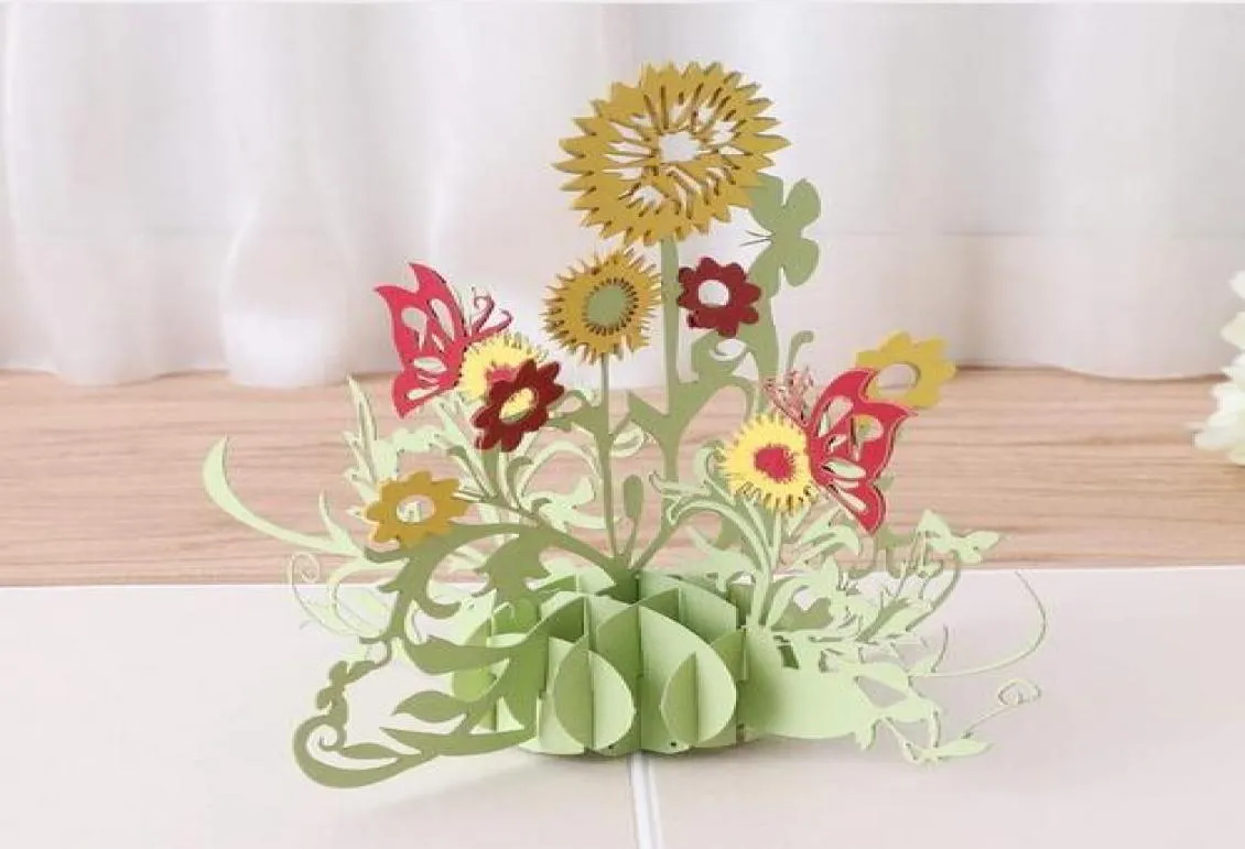 3D Pop -Up Flower Greeting Card Christmas Birthday Nowy Rok Zaproszenie 20pcs/Lot GB6615513572