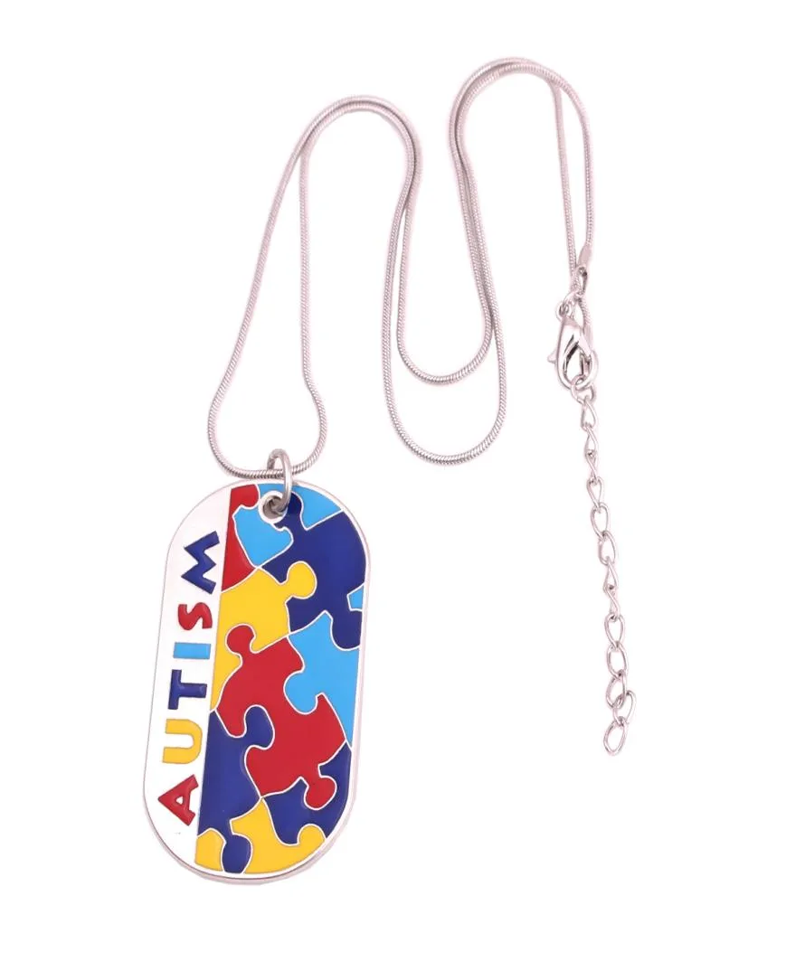 Identification populaire Autisme Collier de conscience Collier Pizzle Pizzle Piétique avec couleurs émaillées appliquées à la main