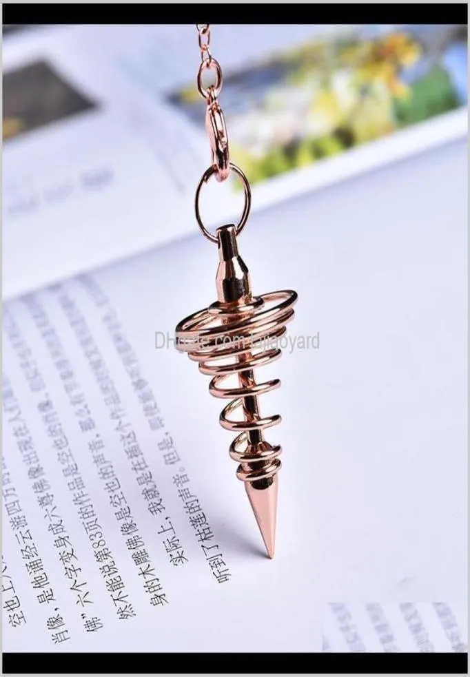 Hängen 1pc Metal Amulet Spiral Cone Antique Copper Gold Sier Colored Clock för Pyramid Pendulum Aura Qyltsi Syiq7 J4AEH2957749