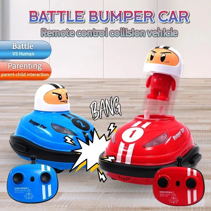 Rc jouet 24g Super Battle Bumper Car Popup Doll Crash Bounce Bounce Ejection Light Childrens Remote Control Toys Gift for Parenting 240430