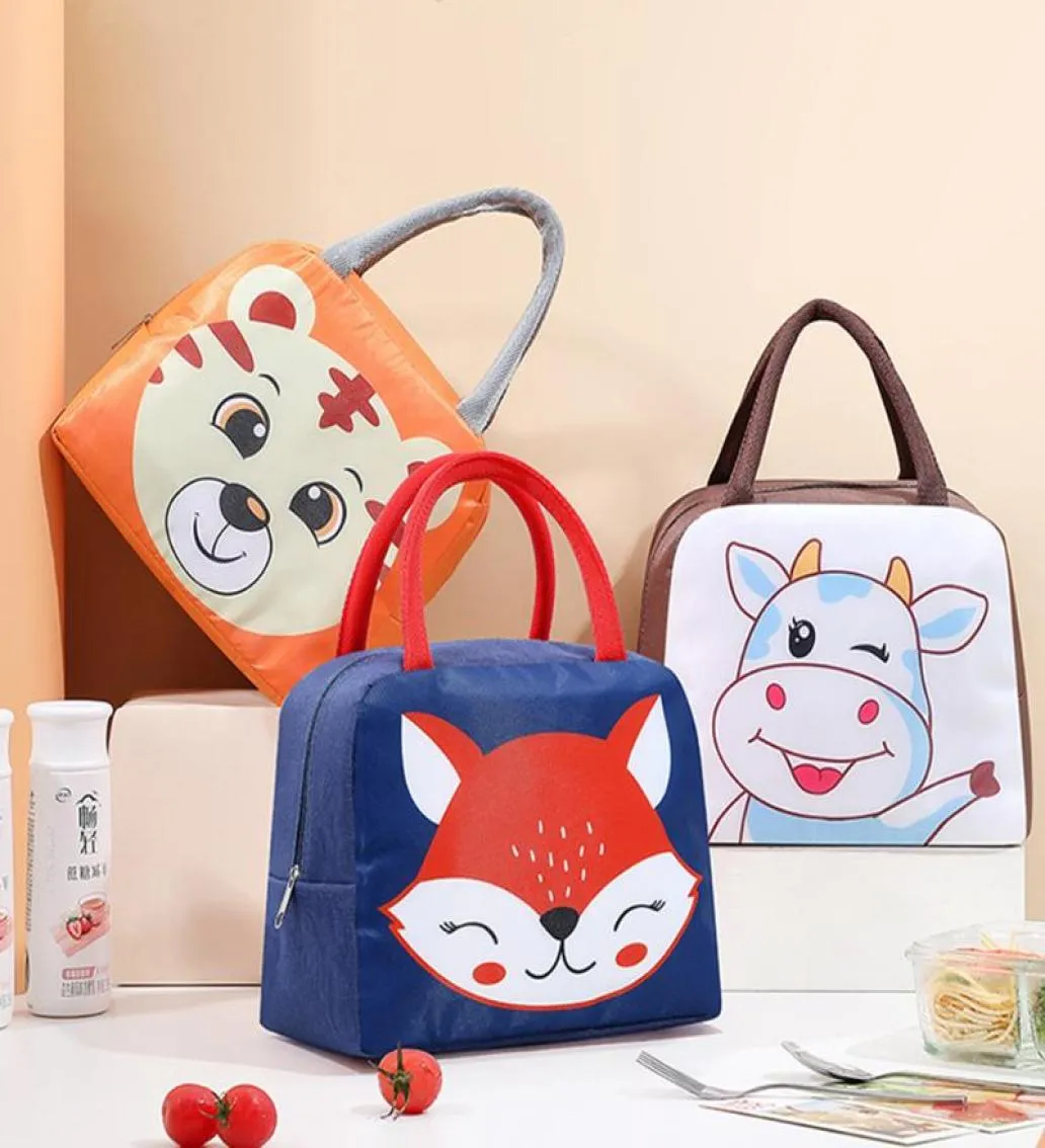 Stume da stoccaggio Cartunato portatile Borsa da pranzo per animali tote Studenti Studenti bambini Oxford in alluminio scatola da picnic Bagna di raffreddamento isolato picnic 66695370