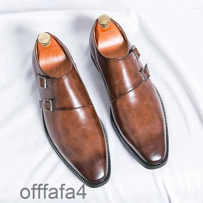 Chaussures de bureau Cauvre en cuir 141 Robe d'affaires Oxford Italie Style Fabriqué pour hommes Derby Boucle Derby Design Brown 847