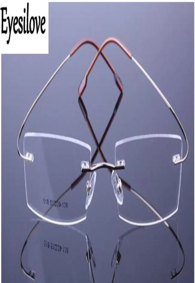 Retail 1pcs Nonscrew Menwomen Titanium Rimless Optical Frame Memory Titanium Recept Glass Ramar5735424