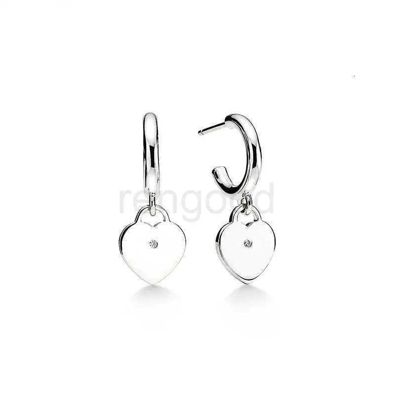 T-Heart Charm Earrings Love Stud Earrings 925 Silver Sterlling smycken Desinger Women Valentines Day Party Gift Original Luxury Brandewy1