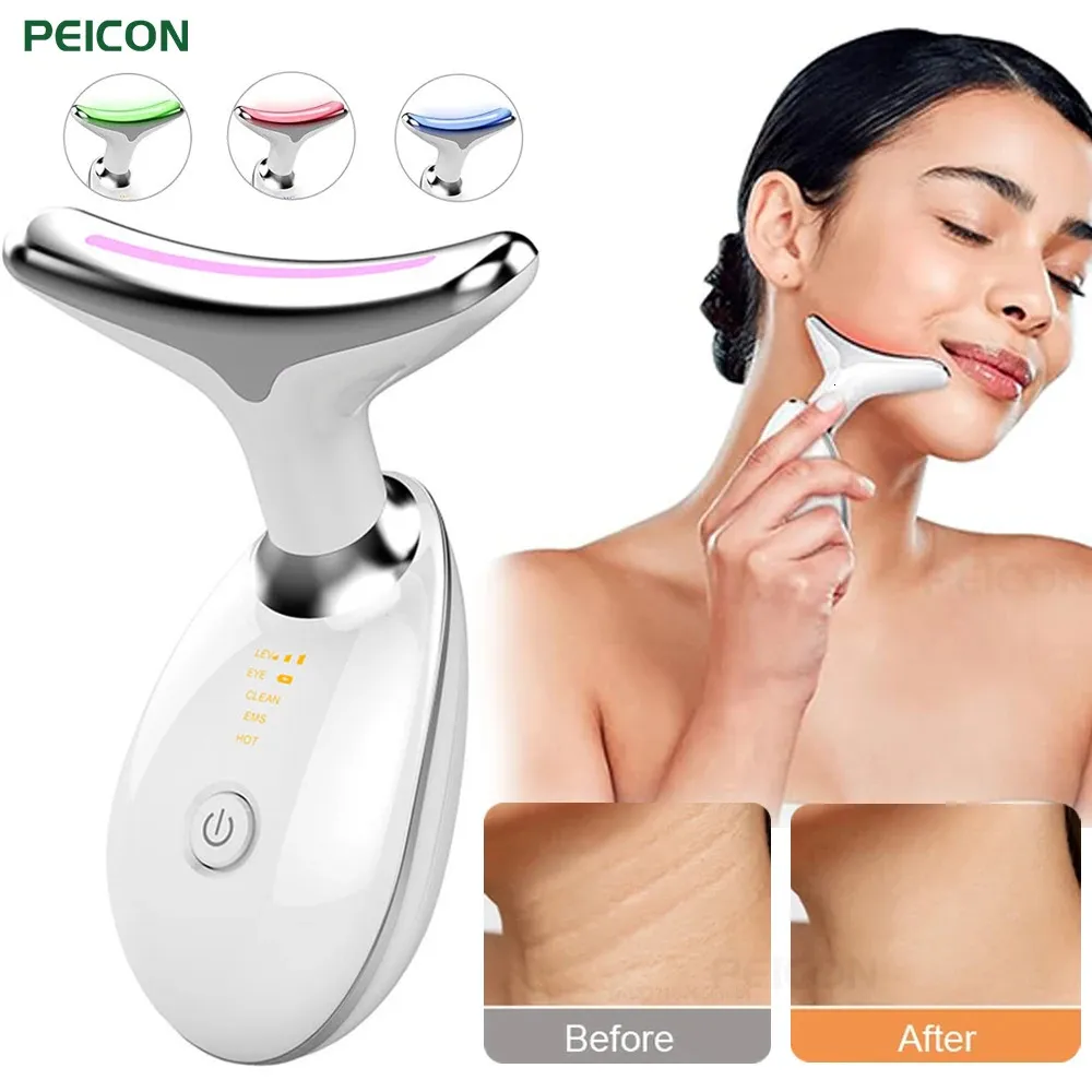 Face Massager EMS Pon Therapy Face Neck Lifting Beauty Tighten Device Thin Double Chin Remove Neck Lines Facial Massager 240430