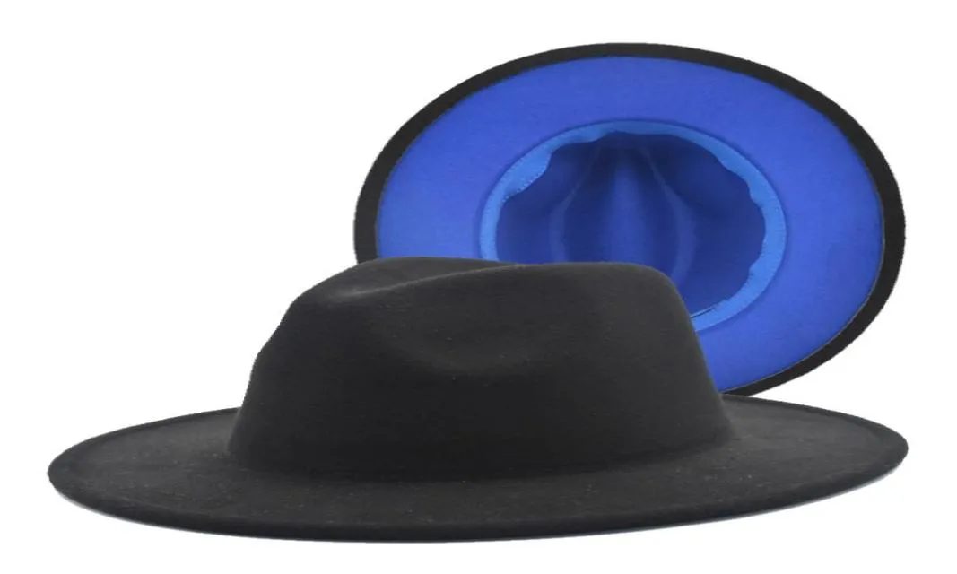 Projektanci mody skąpe brzegi czapki europejskie i amerykańskie podwójne dopasowanie kolorów Filc Cap Woolen Hat Woolen Hat Modne szerokie H4470501