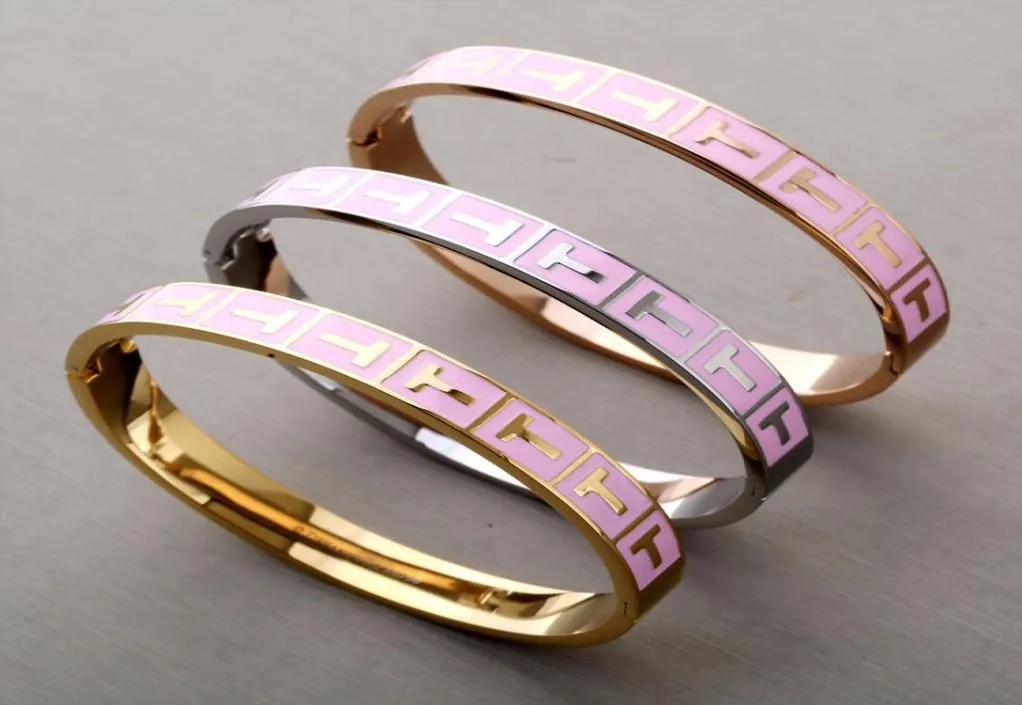 Jóias de aço inoxidável Bracelete rosa azul Bracelete de letra de pulseira Pulseira de jóias femininas Bagta de jóias de jóias Presentes de dama de honra6529116