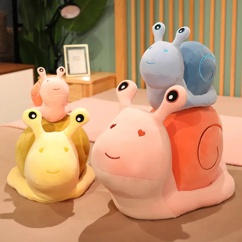 2030 cm Cartoon Snails Plüschspielzeug Schönes Tierkissen gefüllt weich Kawaii Schneckenpuppen Sofa Kissen Süßes Geburtstagsgeschenk für Mädchen 240416