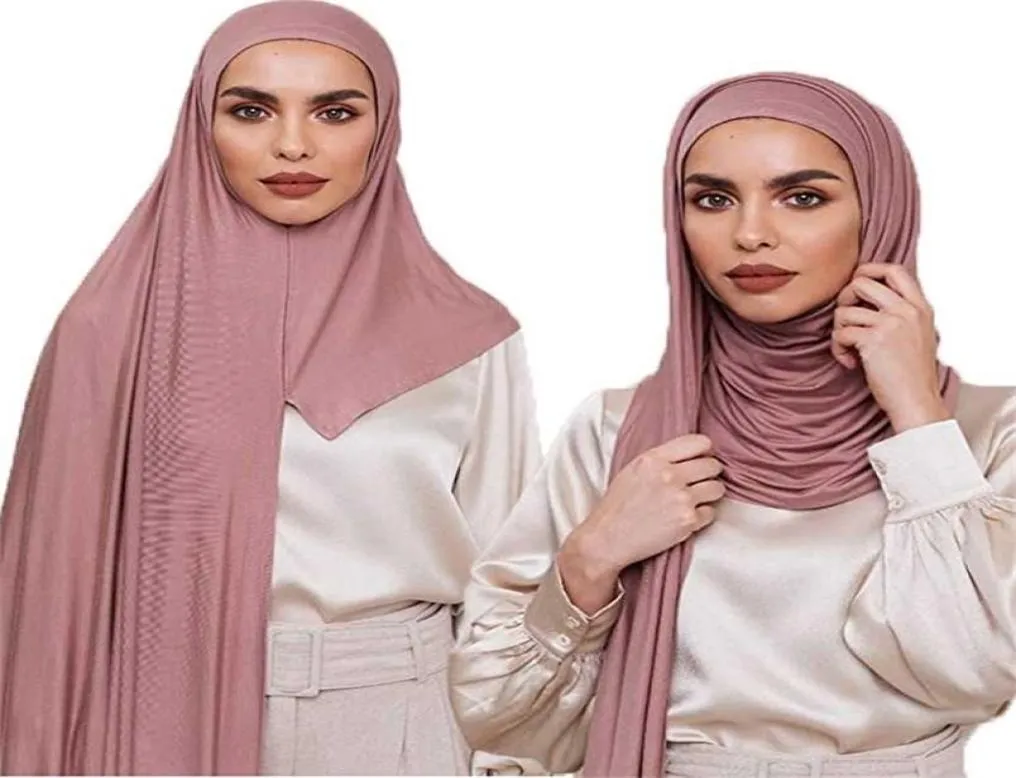 Plain Hijab presewn Instant Premium Jersey Head Buff Scarf Women Women 170x60cm 2201113715140