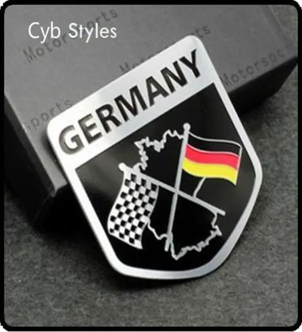 Metal Aluminium Car Emblem Badge Decal Sticker Racing Motorsport Tyskland tysk flagga för VW Benz BMW gratis frakt8131971