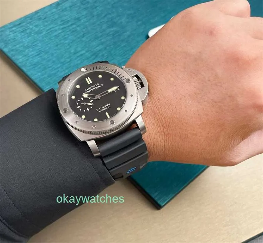 Fashion Luxury Penarrei Watch Designer hors de Lumino Mechanical Titanium Metal Mens Watch
