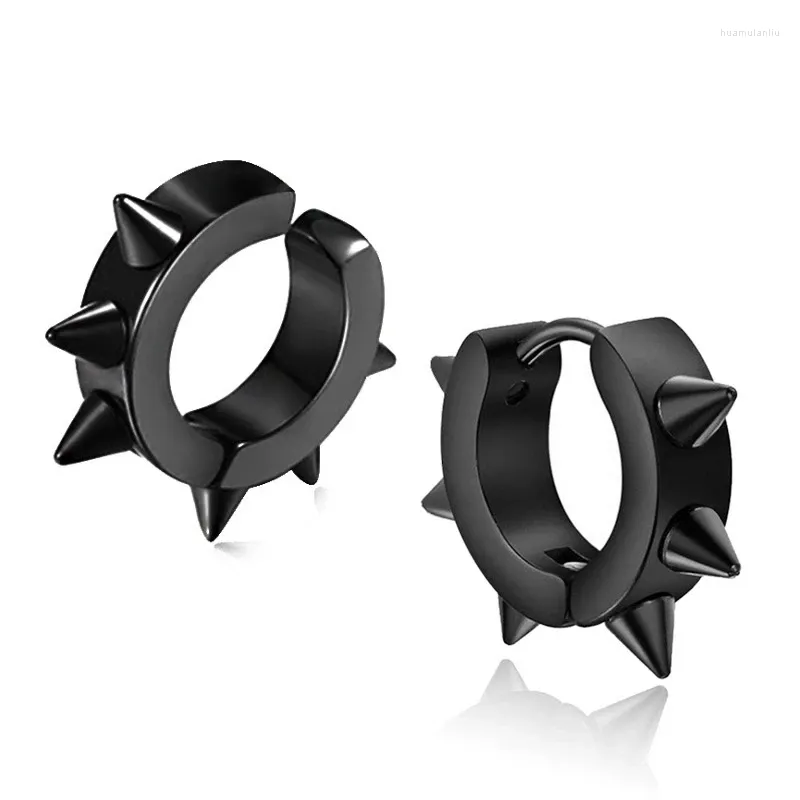 Stud Earrings Black Punk Women Men Ear Studs Spike Rivet Hoop Huggie Gothic Stainless Steel Earring Jewelry Gifts Accessories