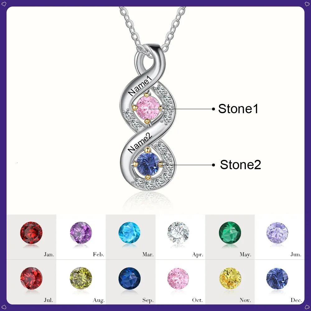 Customized Birthstone Name Jewelry Personalized Name Necklace Family Name Necklace Mother's Day Gift for Mom Birthday Present 240422