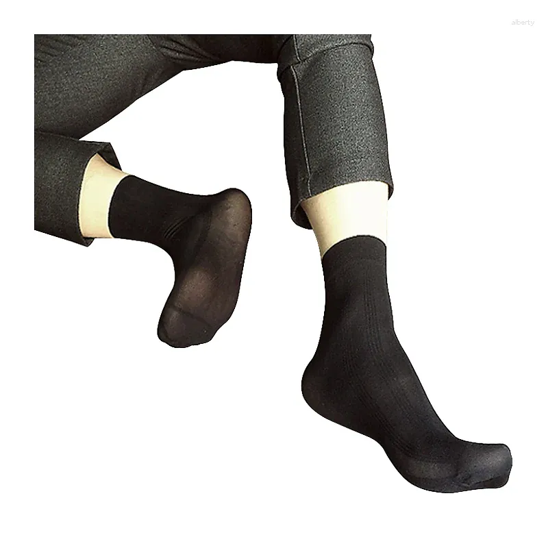 Men's Socks High Quality Arrival Men Nylon Silk Formal Sexy Dress Suit Black Gray Male Collection