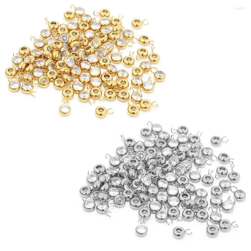 Charms 40Pcs Stainless Steel Classic Rhinestone Charm Pendants With Open Jump Rings For Jewelry Making DIY Necklace Earrings Accessorie