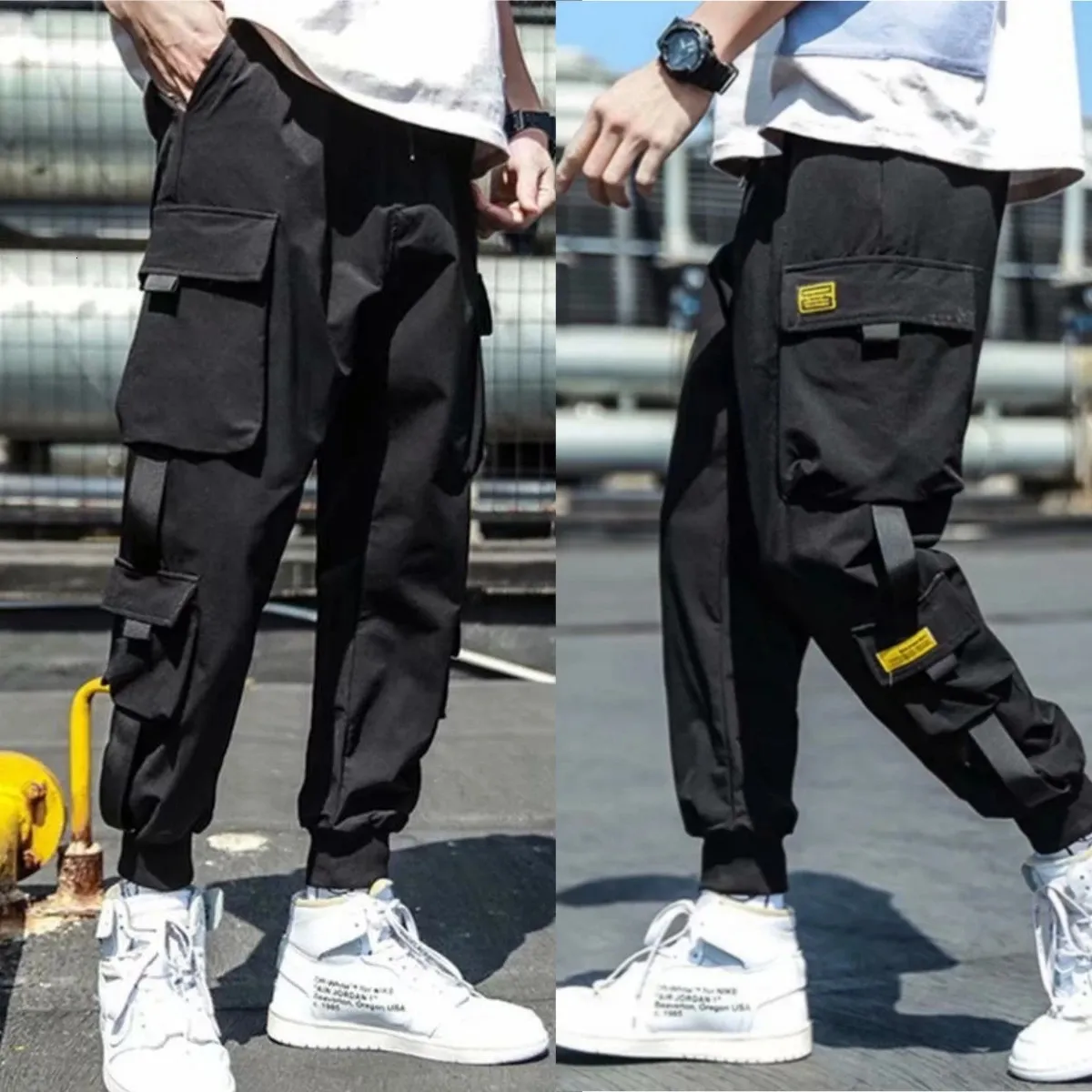 2024 pantaloni da uomo della moda da uomo hip hop hip hop color tasche più tasche pantaloni sportivi streetwear 240429