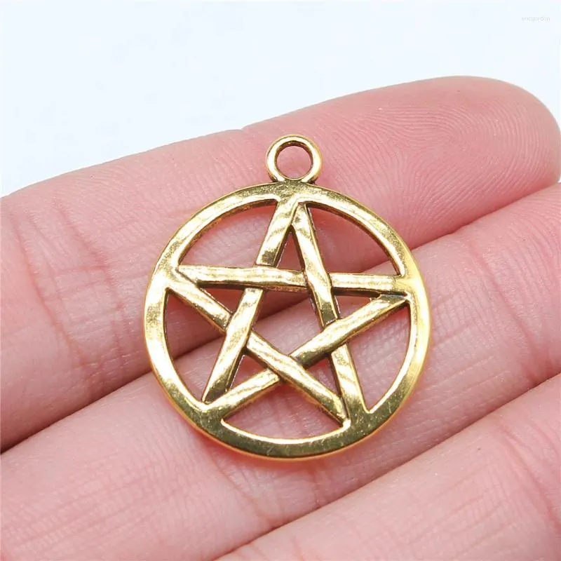 Charms WYSIWYG 5PCS 3 kleuren 25 mm Pentagram hanger ronde ster voor doe -het -zelf sieraden maken oorrang ketting