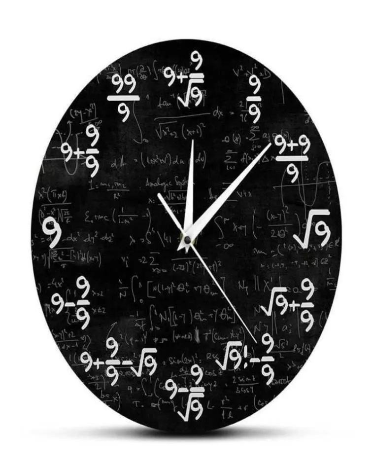 Equação Nines Matemática O relógio das fórmulas 9S Modern Hanging Watch Watch Mathematical Classroom Wall Art Decor 2012121991964