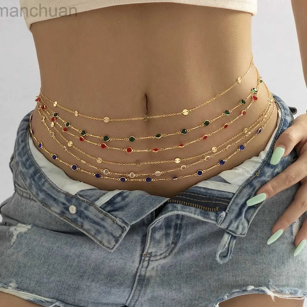 Waist Chain Belts Boho Crystal Zircon Waist Beads Belly Belt Chain Summer Beach Bikini Rave Festival Sexy Accessories for Women Body Jewelry New d240430