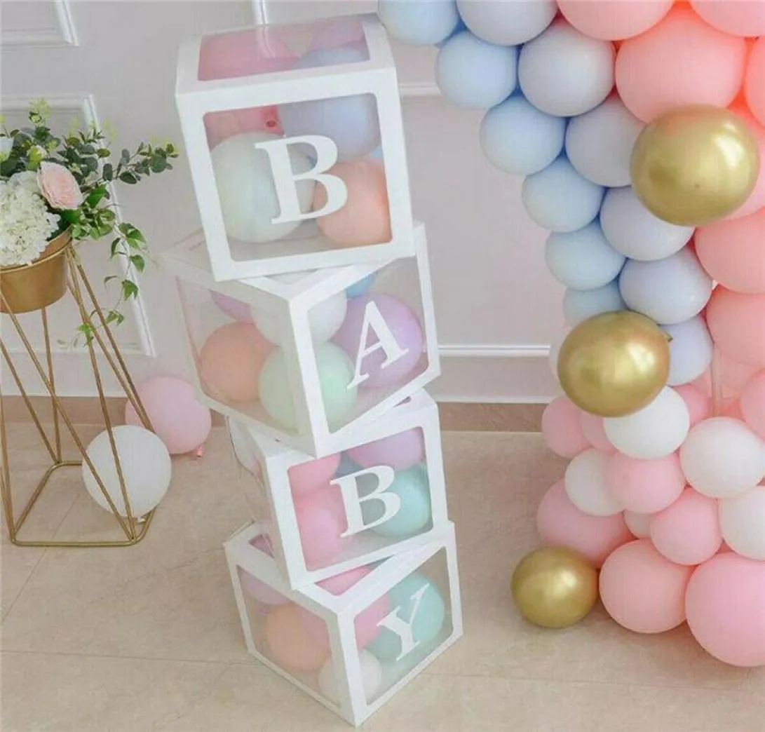 4 pc's transparante verpakkingsdoos bruiloft doos bruiloft verjaardagsfeestje decor kinderen latex macaron ballon baby shower3315064
