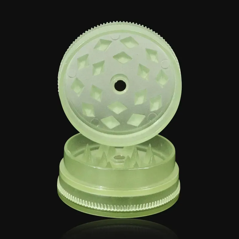 Plastic Tobacco Grinder Herb 2 Parts Layers Luminous Noctilucent Glow in the Dark Smoking Hand Muller Diameter 43MM Cigarette Spice Grinders Herbal Acrylic Grind