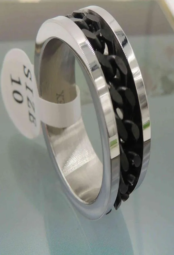 Ringe Titanium Stahl Schmuck Eingelegtes Ketten Edelstahl Ringraum Elektrische Ofen schwarze Männer039s breit in One8104678