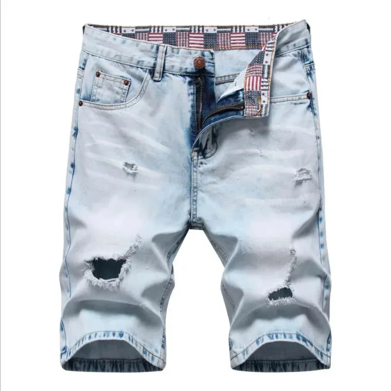 New Fashion Mens Ripped Short Jeans Brand Clothing Bermuda Summer Cotton Shorts Male Casual Denim Shorts Plus Size 36 38 40 42