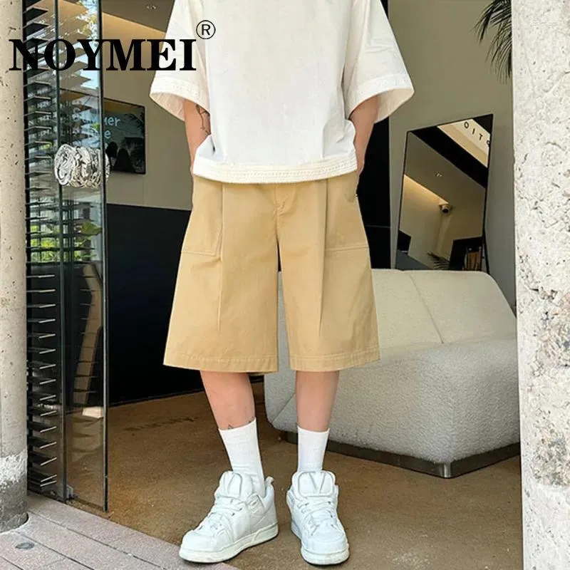 Heren shorts Noymei gepersonaliseerde all-match puur katoen 3D silhouette lading solid kleur 2024 zomerbroek trendy wa4457
