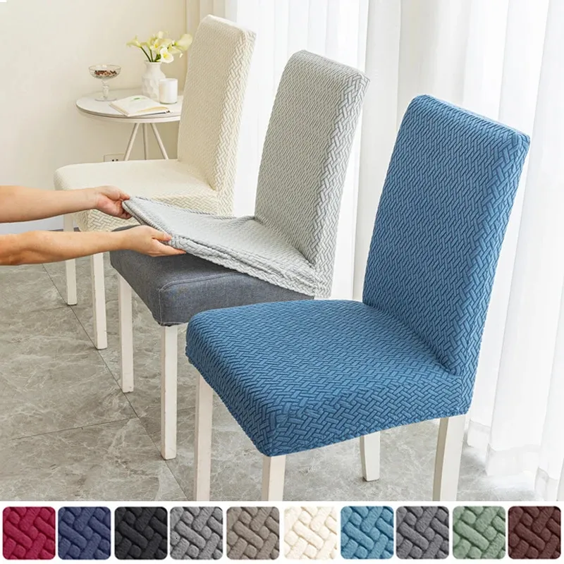 Twill Jacquard Dining Chair Cover Dustroproping Elastic Soft Seat Covers Habvert Condente for Kitchen Room Living Home Decor 240429