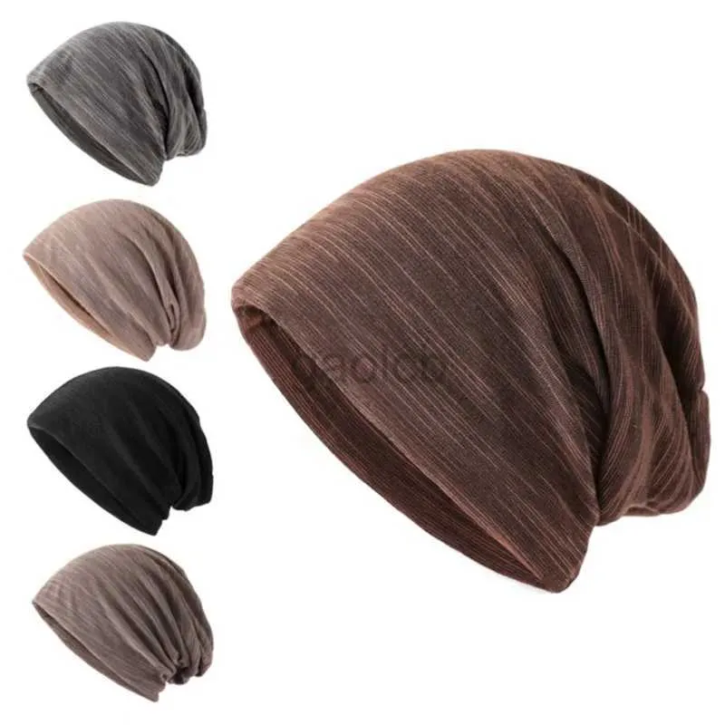 Beanie/Skull Caps Solid Color Unisex Men Women Skullies Dunne Bearies Hedging Cap Geknit Katoen Dubbele laag Stoffen Caps Casual Bonnet Hat D240429