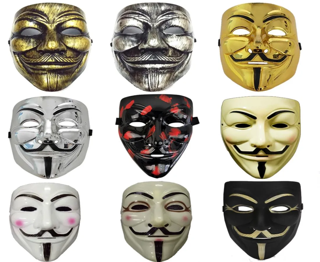 Party Cos Masks V per Vendetta per adulti maschera anonimo Guy Fawkes Halloween Masches Accessorio per adulti COSPLAY9904636