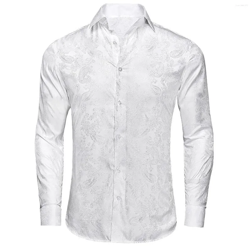 Casual shirts voor heren hi-tie zijden paisley wit groen zwart paars rood pak revershemd formeel voor mannelijk bruiloftsbedrijfsfeestje