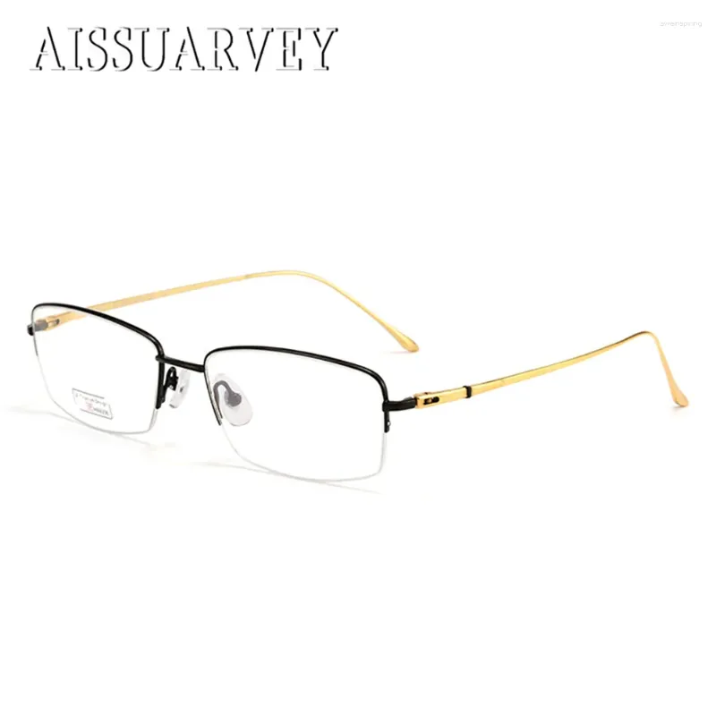 Lunettes de soleil Frames Light Pure Titanium Eyeglass pour hommes Femmes Half Glasses Optical Eyewear Prescription Brand Designer Goggles Top Quality